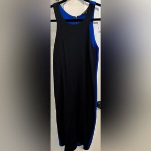 3/4 black and blue midi dress- L